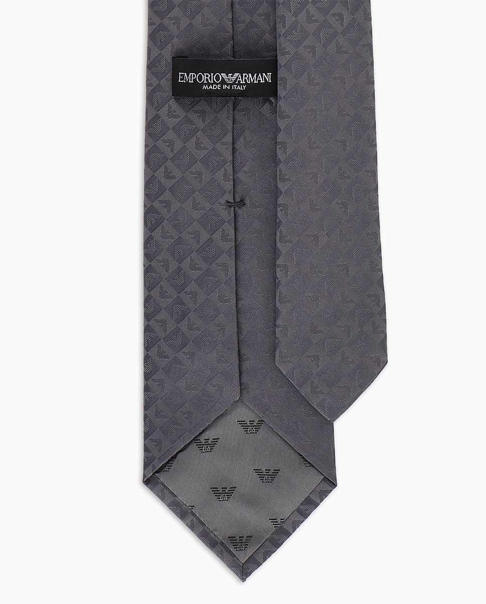 Gravata de Seda com Detalhe de Águias em Jacquard Cinzento-claro-2