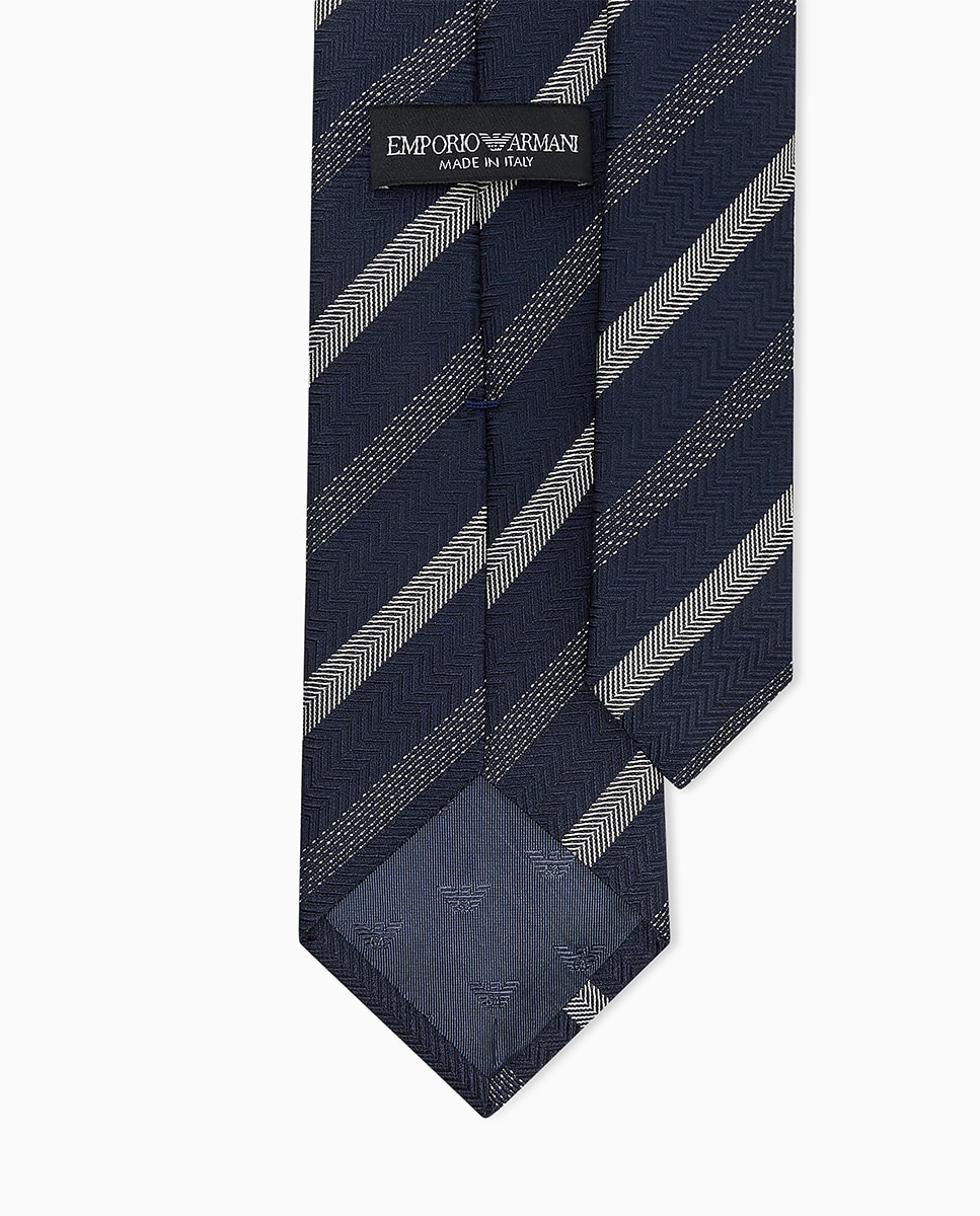 Gravata de Seda com Micro Desenhos de Jacquard Azul-marinho-2