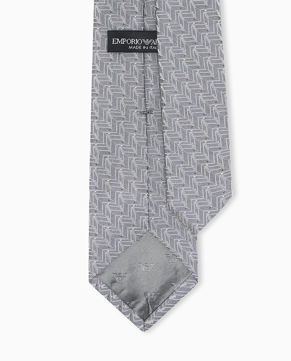 Gravata de Seda com Micro Desenhos de Jacquard Cinzento-claro-2