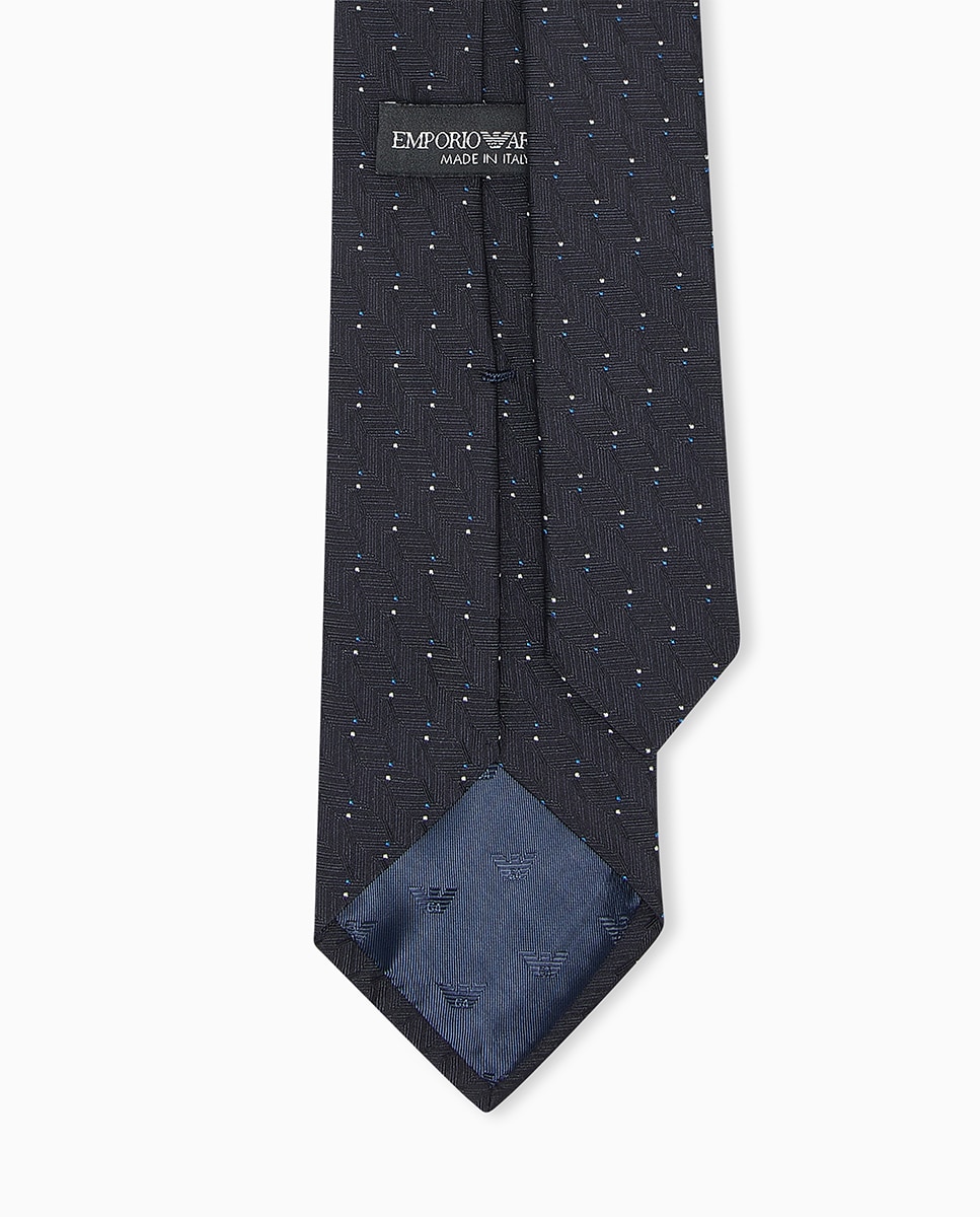 Gravata de Seda com Micro Desenhos de Jacquard Azul-marinho-2
