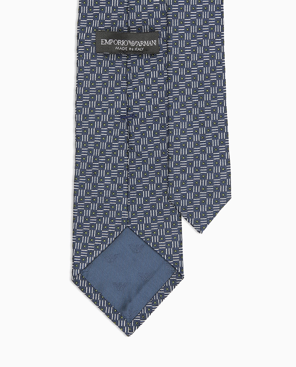 Gravata de Seda com Micro Desenhos de Jacquard Azul-marinho-2