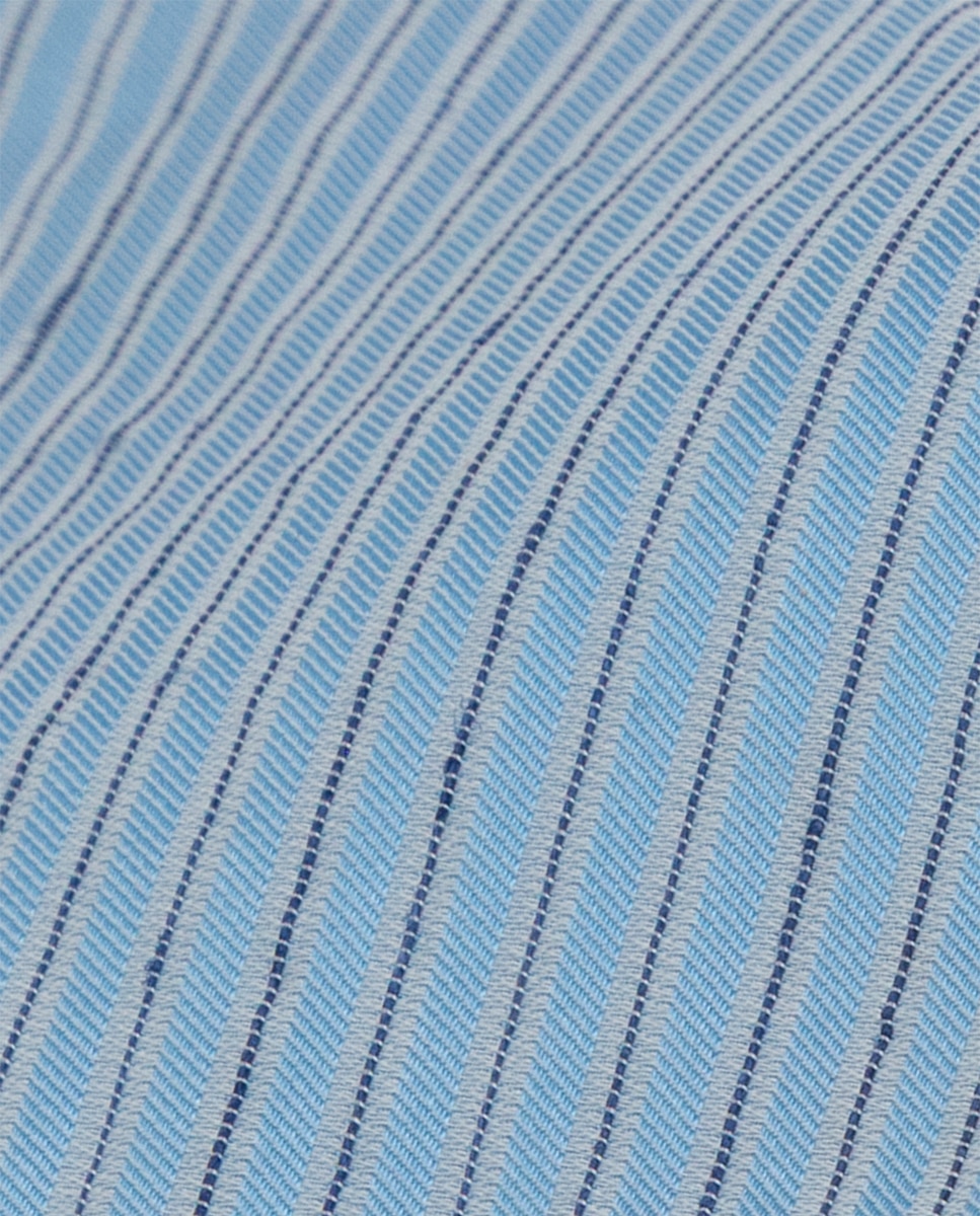 Gravata de Seda com Estampado às Riscas Azul-2