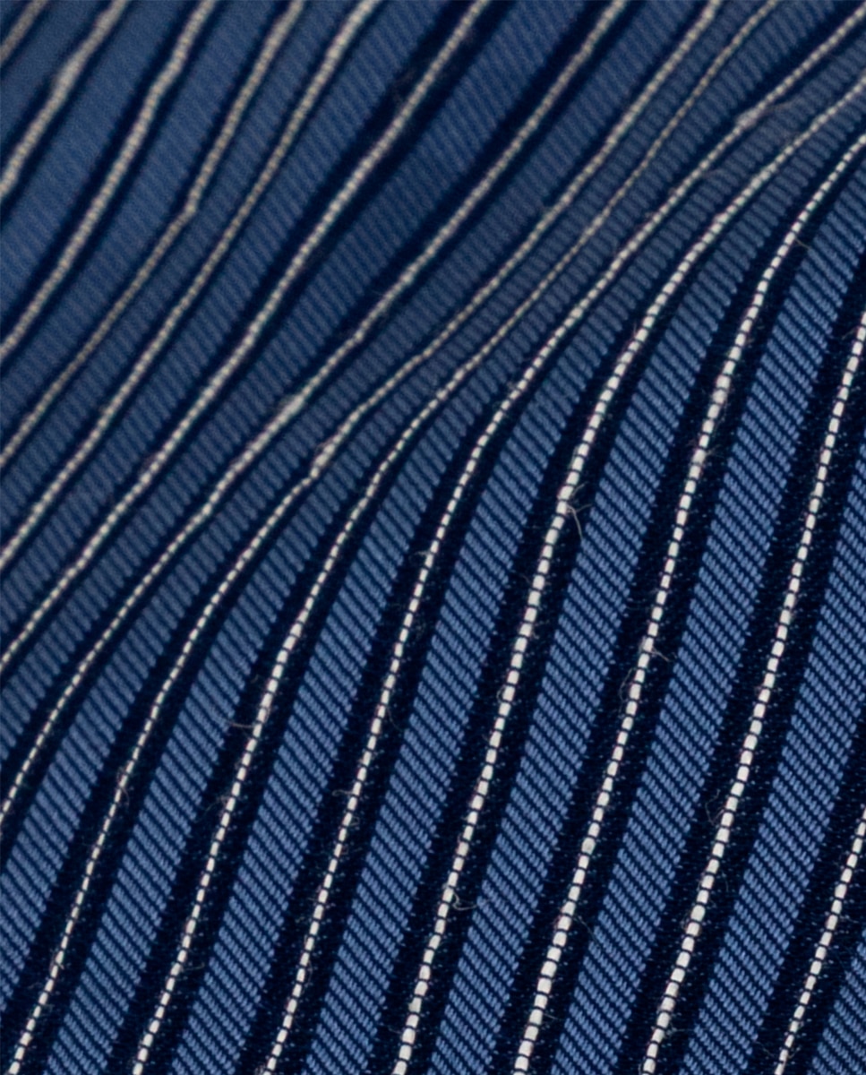 Gravata de Seda com Estampado às Riscas Azul-2