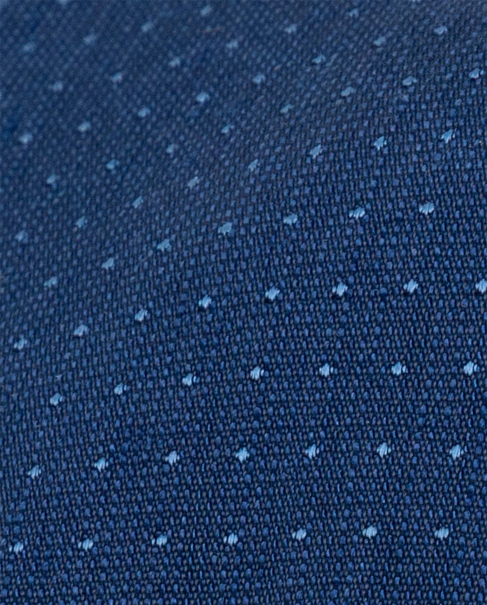 Gravata de Seda com Micro Estampado às Bolinhas Azul-2