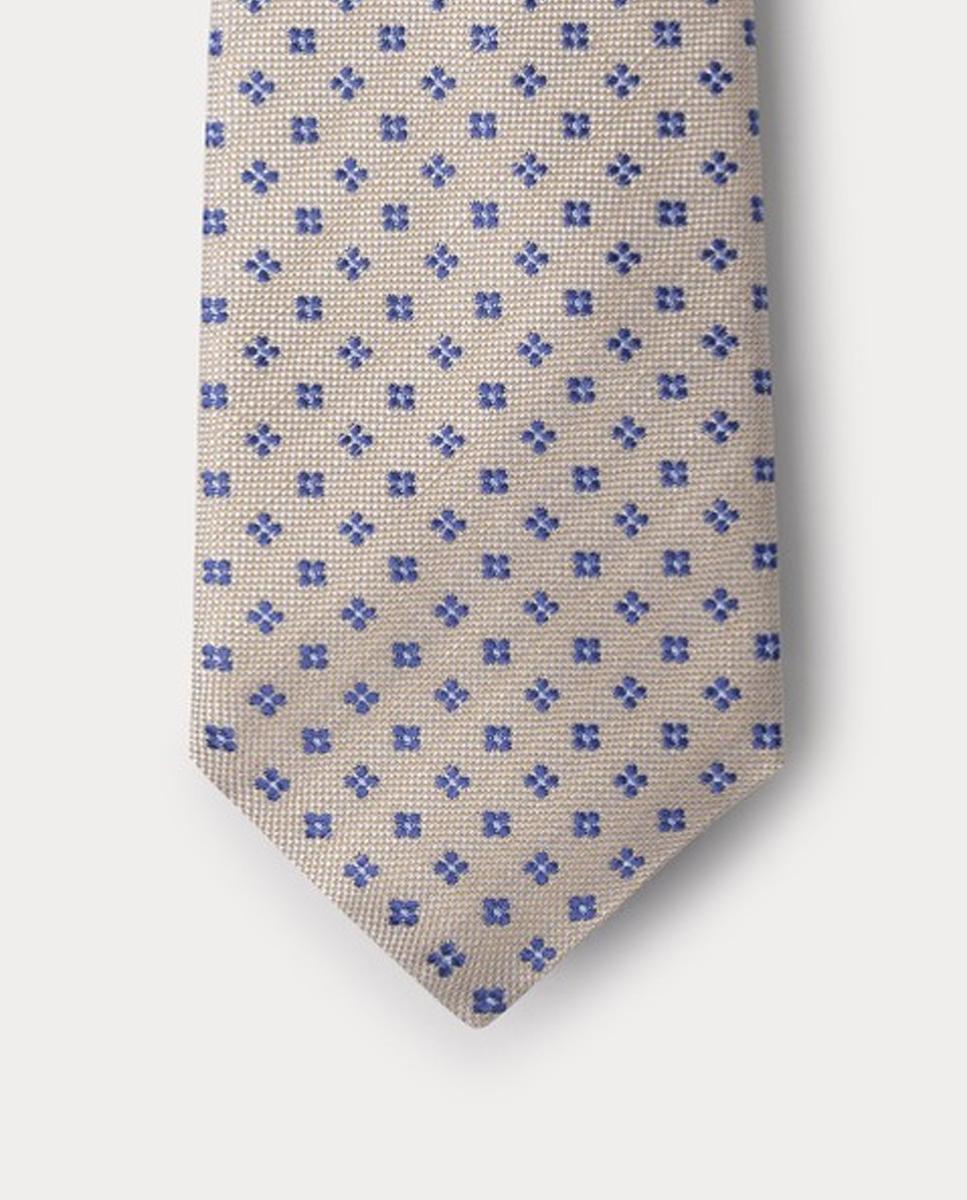 Gravata com Estampado Floral Bege-4