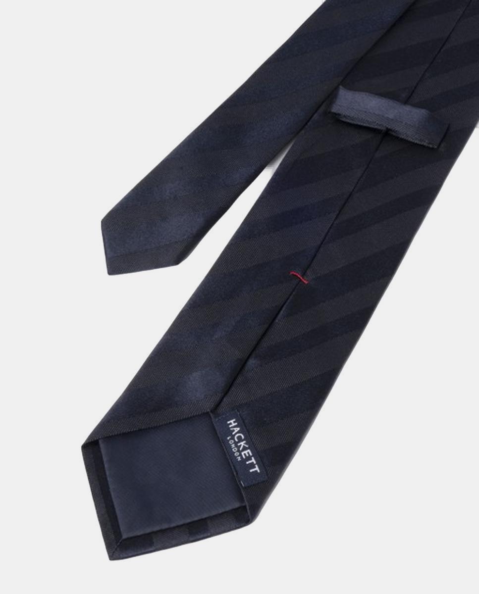 Gravata de Seda às Riscas Diagonais Azul-3