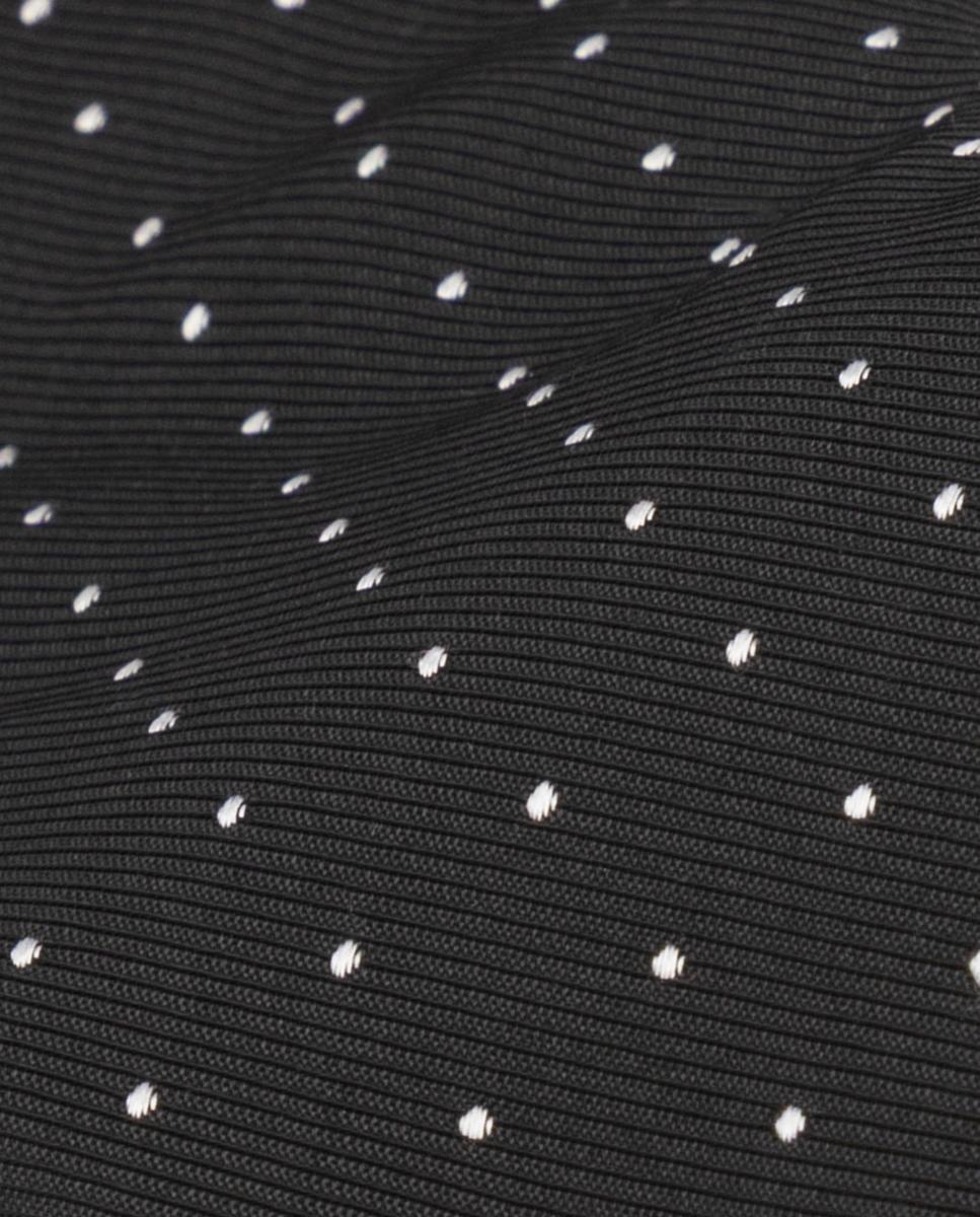 Gravata com Seda e Estampado às Bolinhas. Preto-2