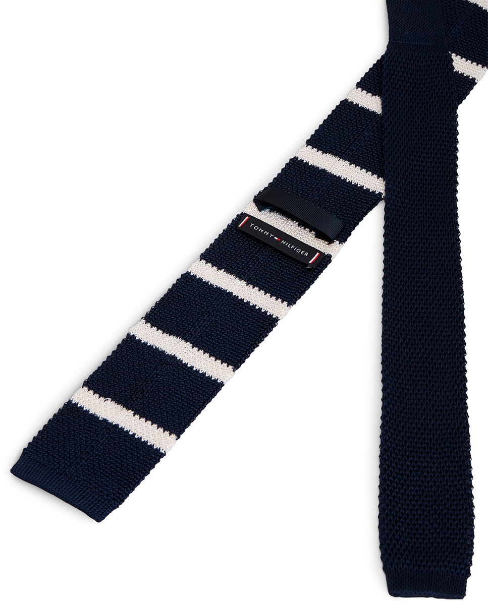 Gravata de Efeito de Malha às Riscas - Azul-Marinho Azul-marinho-2