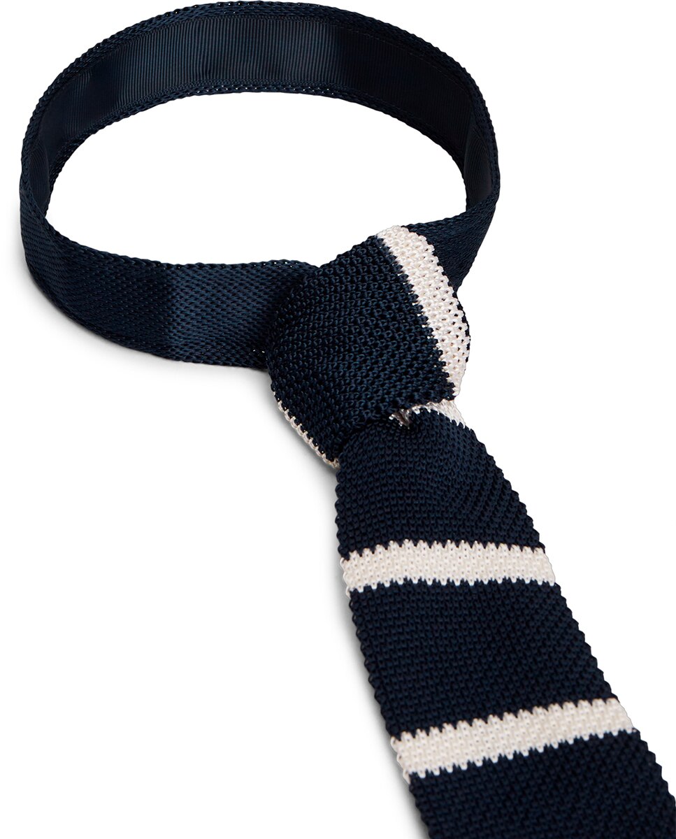 Gravata de Efeito de Malha às Riscas - Azul-Marinho Azul-marinho-3