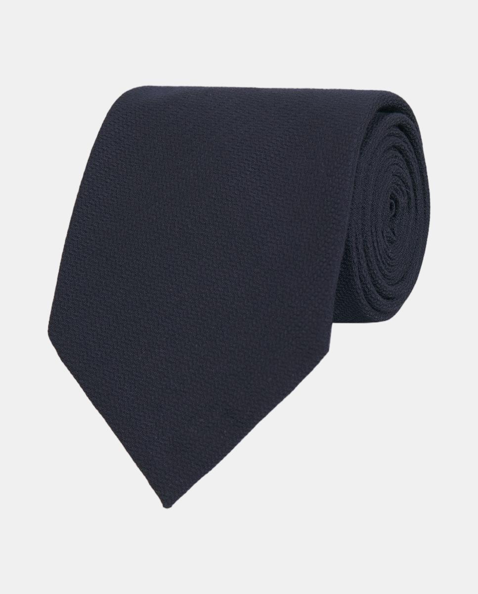 Imagen 1 de Corbata de hombre lisa de lana y seda Azul marino
