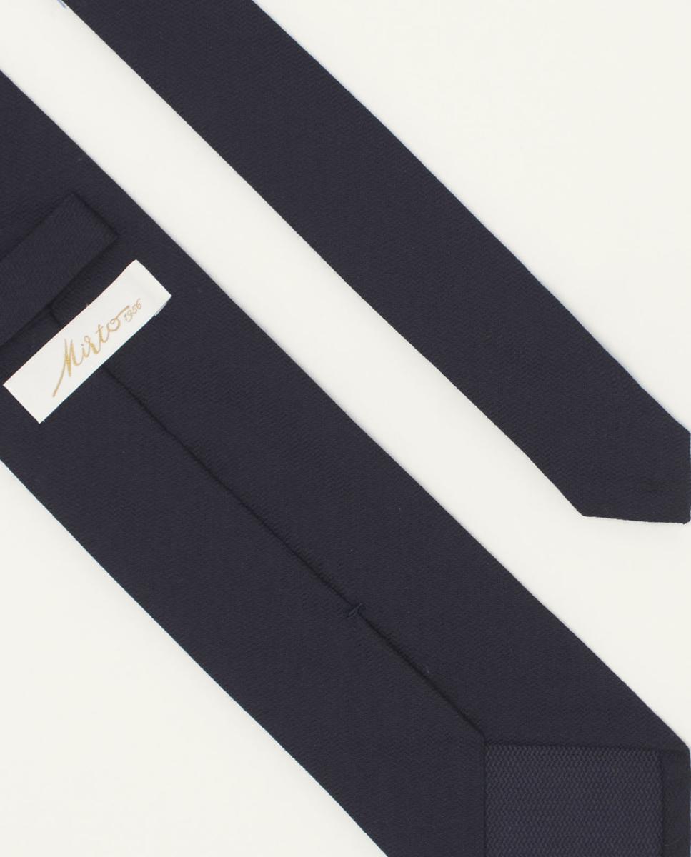 Imagen 2 de Corbata de hombre lisa de lana y seda - Mirto - Azul marino Azul marino