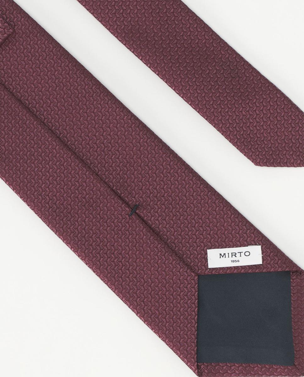 Gravata de Seda Natural com Jacquard de Microdesenho Grená-2