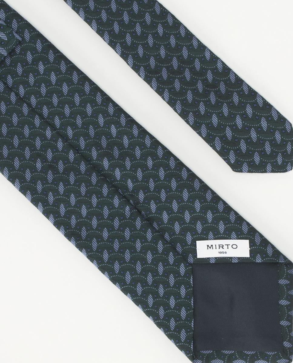 Gravata de Seda Natural com Jacquard de Microdesenho Verde-escuro-2