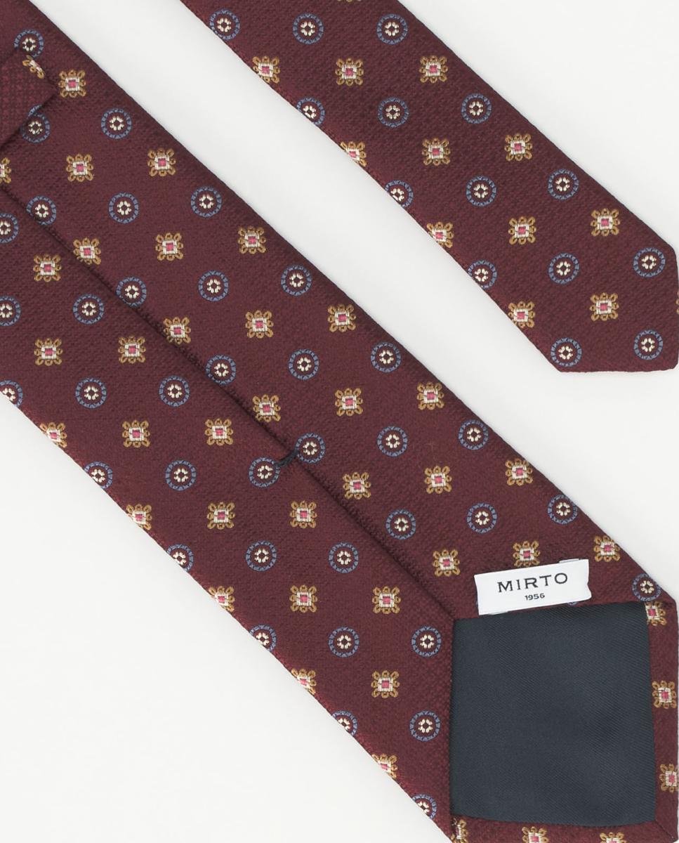 Gravata de Seda Natural com Jacquard de Microdesenho Grená-2