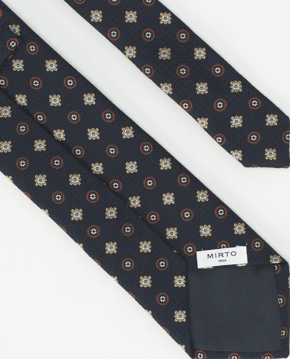 Gravata de Seda Natural com Jacquard de Microdesenho Azul-marinho-2