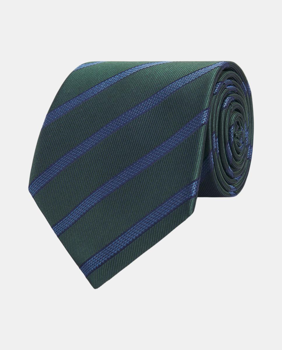 Imagen 1 de Corbata de hombre jacquard microdibujo seda natural Verde oscuro