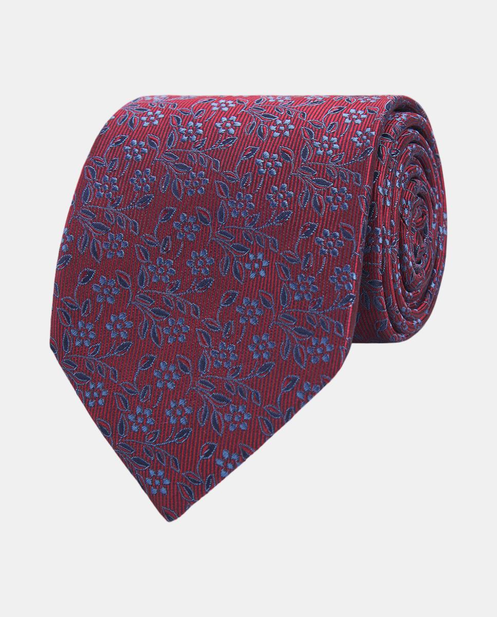 Imagen 0 de Corbata de hombre jacquard microdibujo seda natural Granate