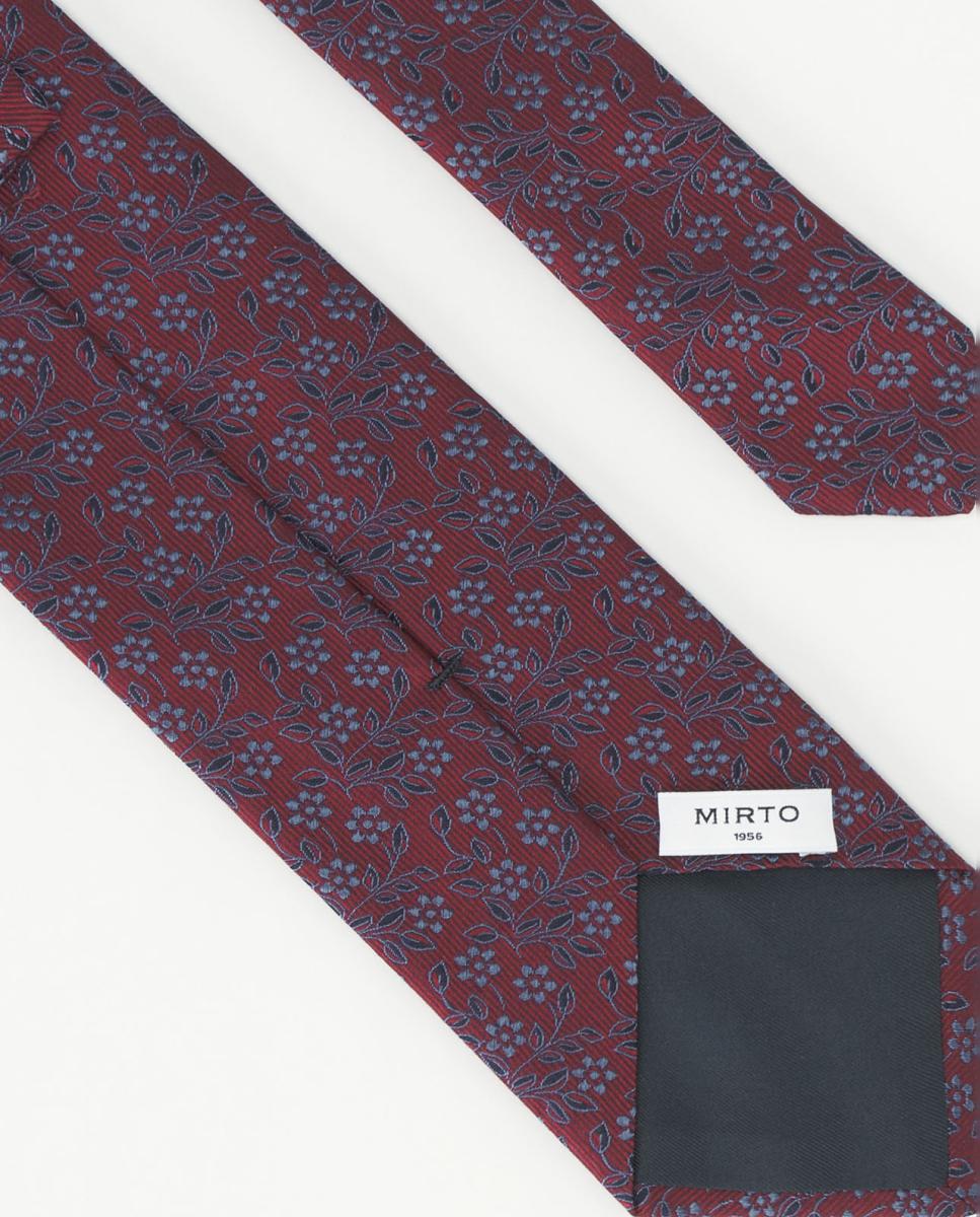Corbata de hombre jacquard microdibujo seda natural - Mirto - Granate Granate-2