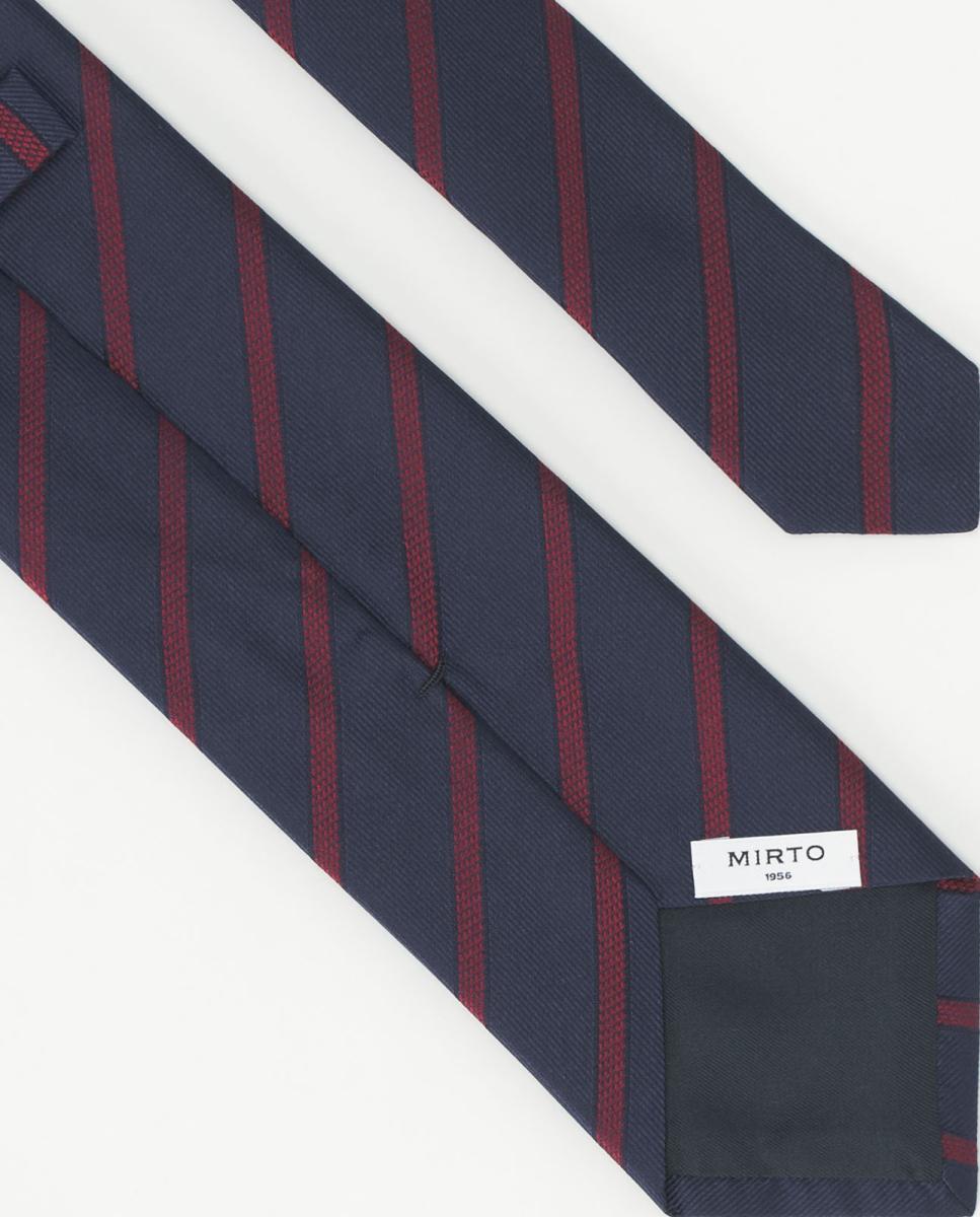 Gravata de Seda Natural com Jacquard de Microdesenho Azul-marinho-2
