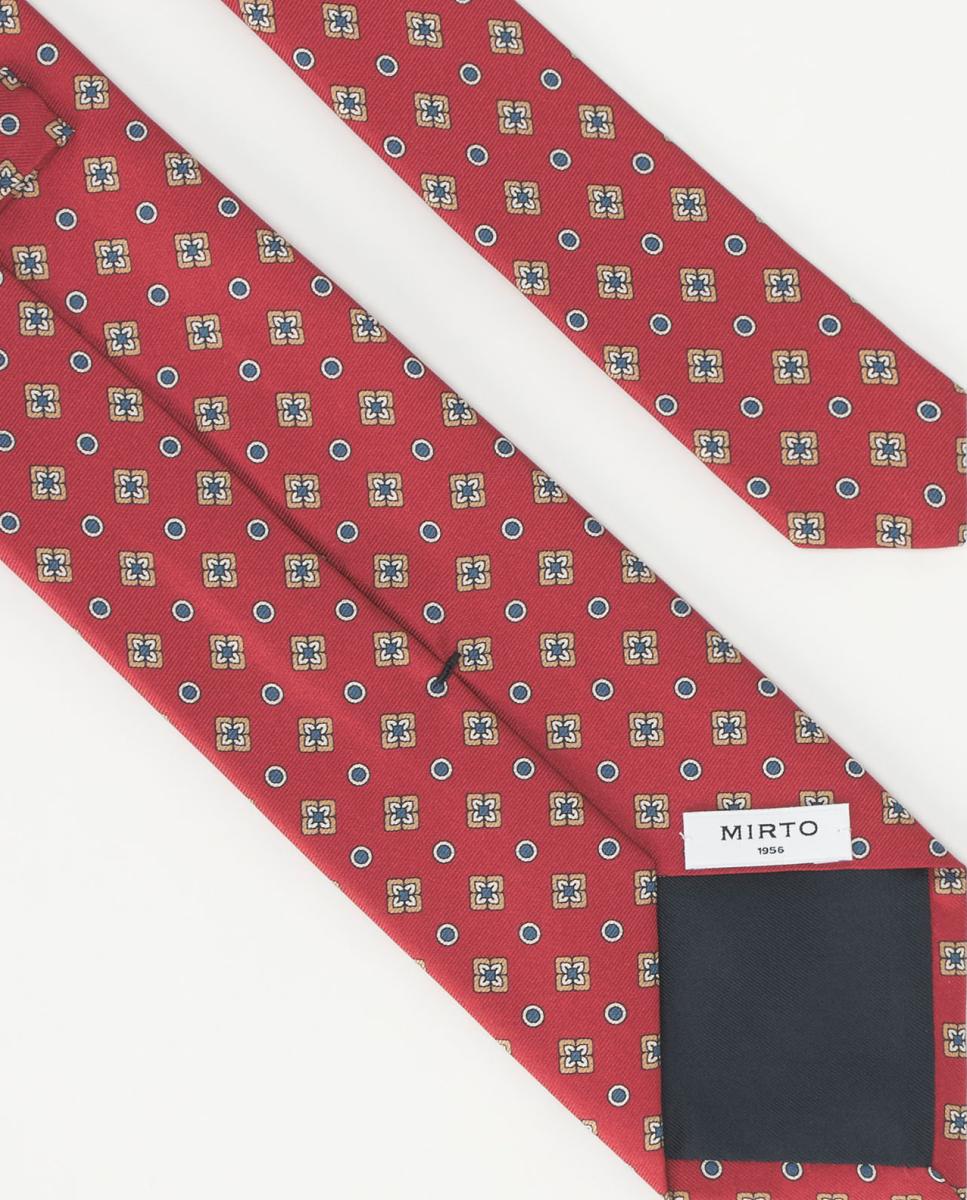 Gravata de Seda Natural com Jacquard de Microdesenho Vermelho-2