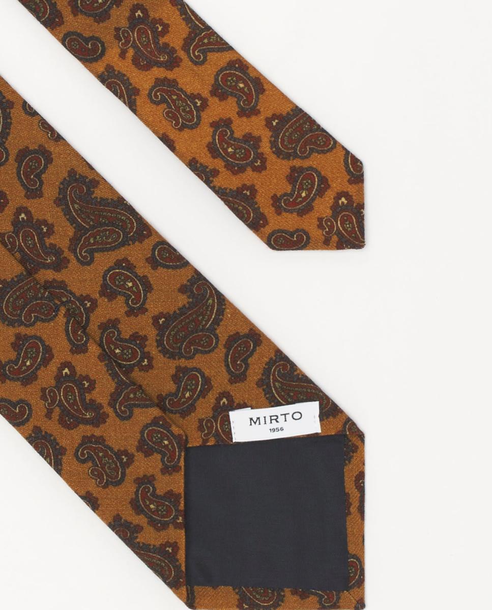 Imagen 2 de Corbata de hombre de lana estampada - Mirto - Naranja Naranja