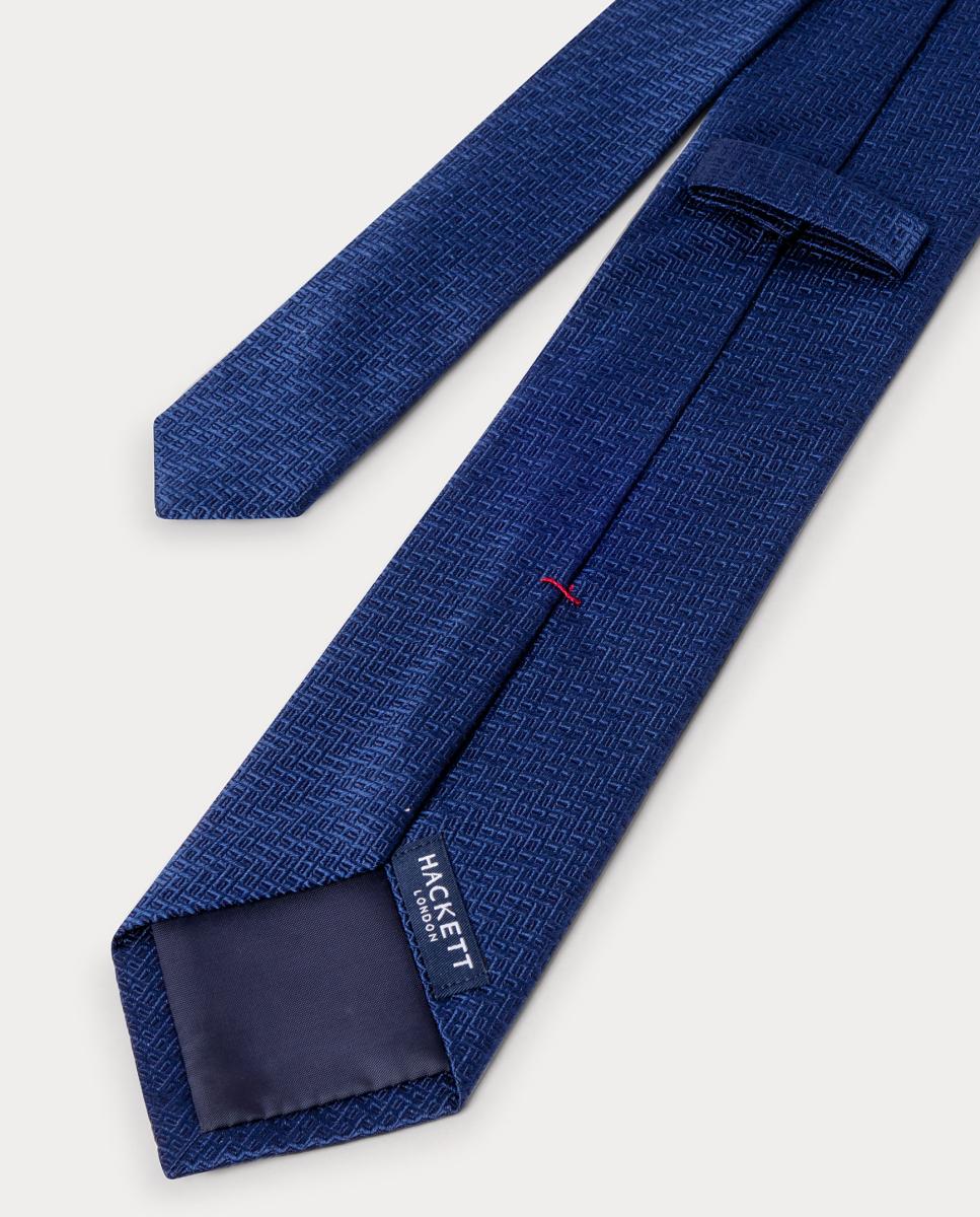 Gravata de Seda com Monograma "H". Azul-marinho-3