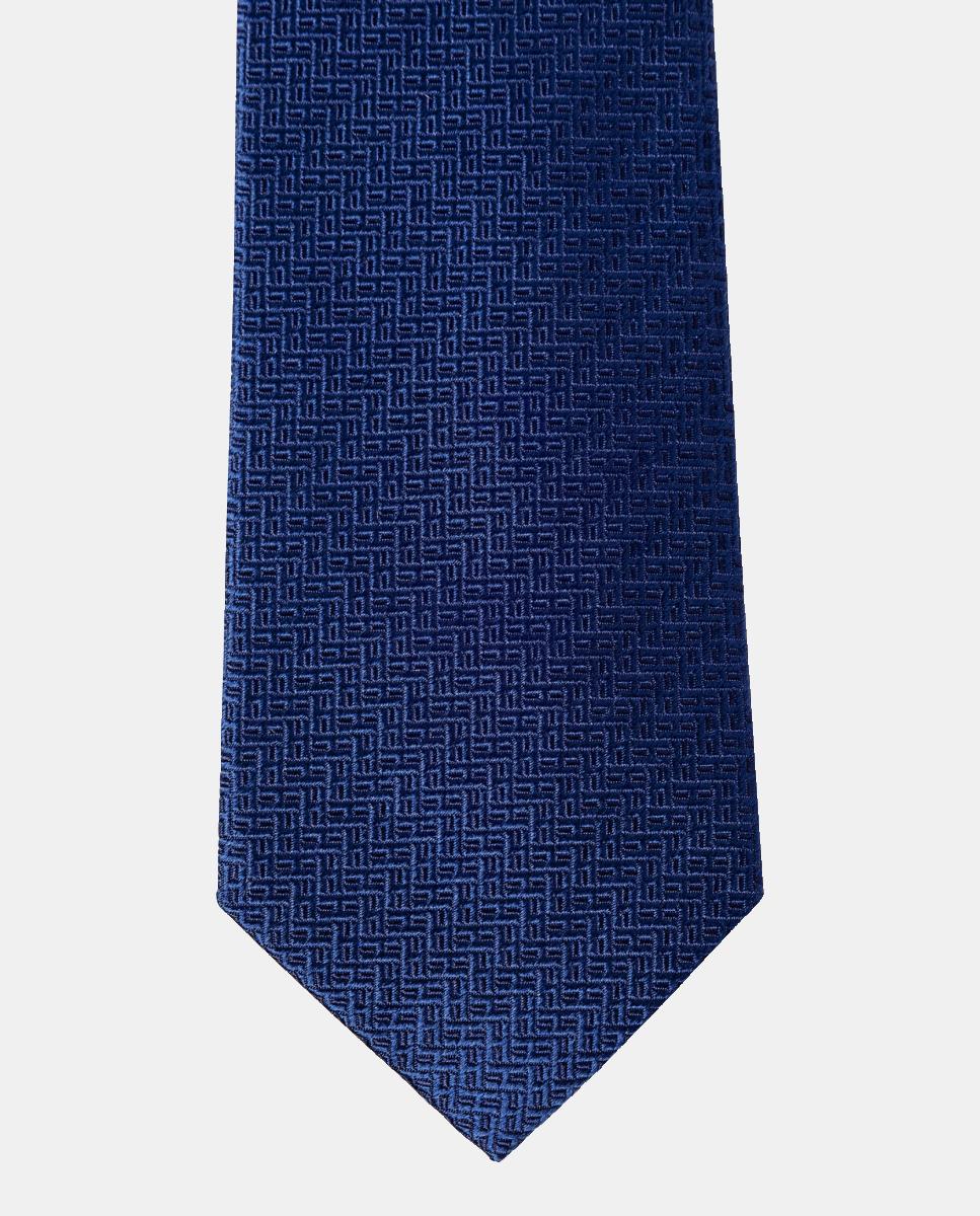 Gravata de Seda com Monograma "H". Azul-marinho-4