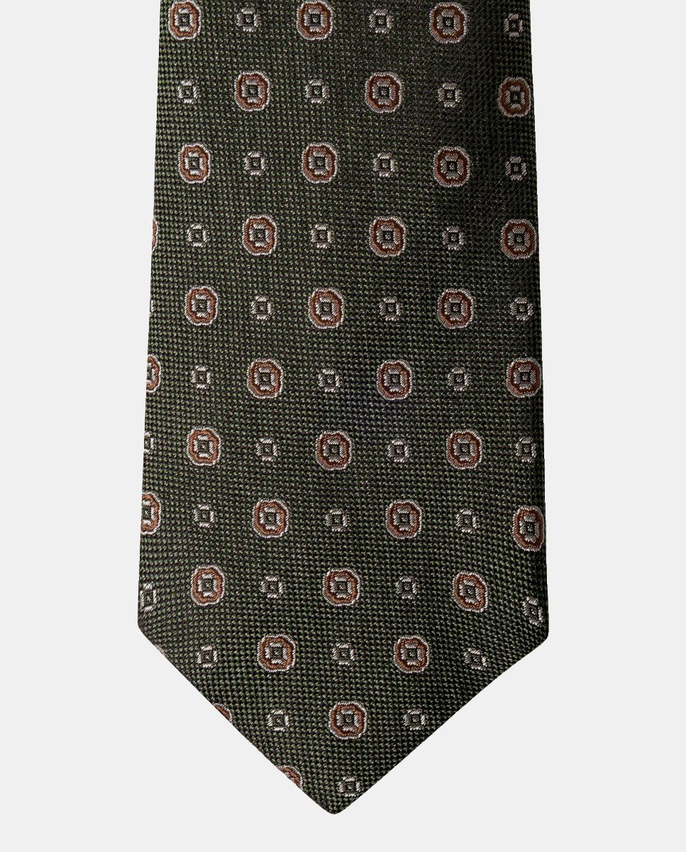 Corbata de hombre de seda medallón floral. - Hackett - Verde militar Verde militar-4