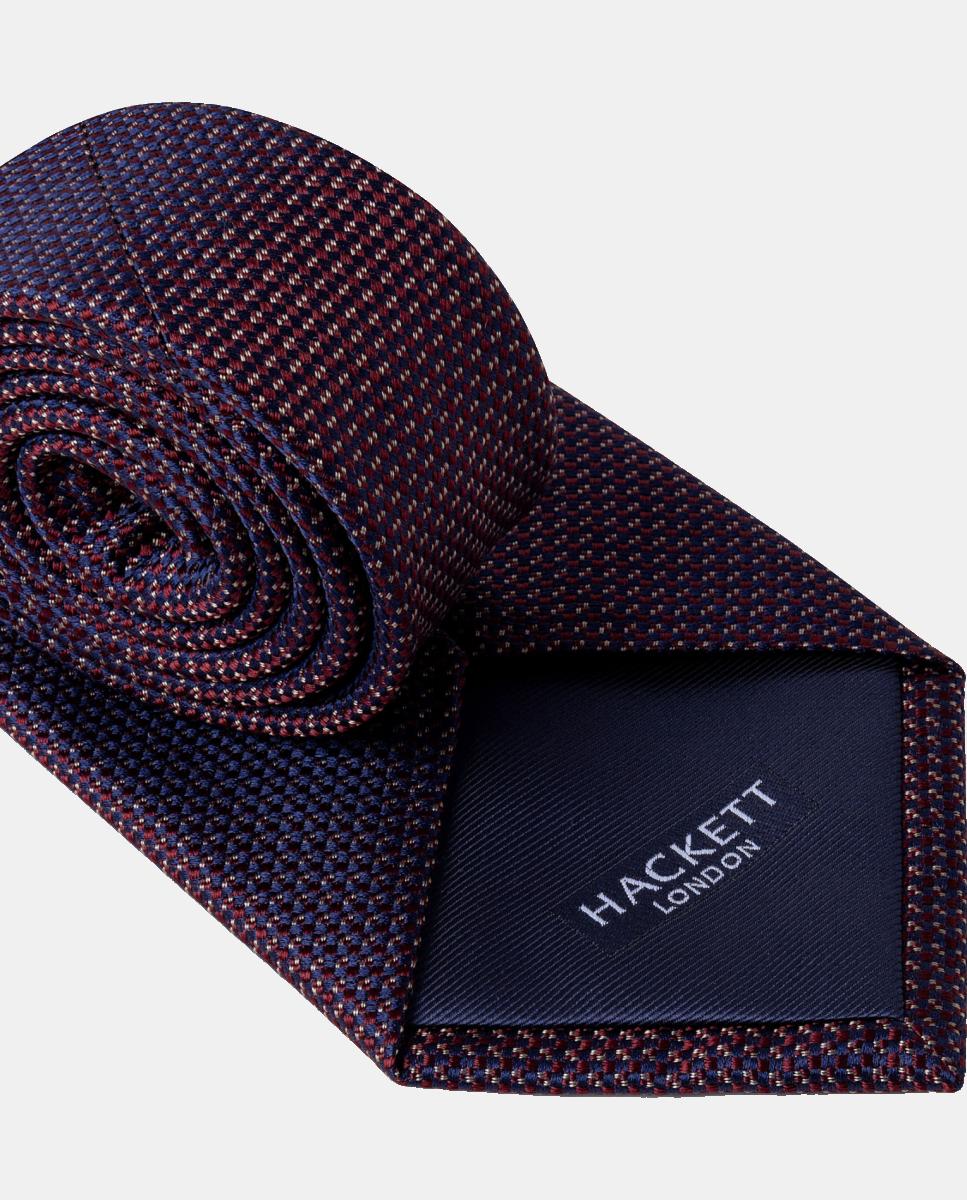 Corbata de hombre de seda con textura bicolor. - Hackett - Burdeos Burdeos-2