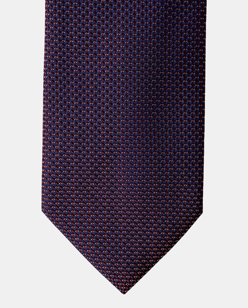 Corbata de hombre de seda con textura bicolor. - Hackett - Burdeos Burdeos-4