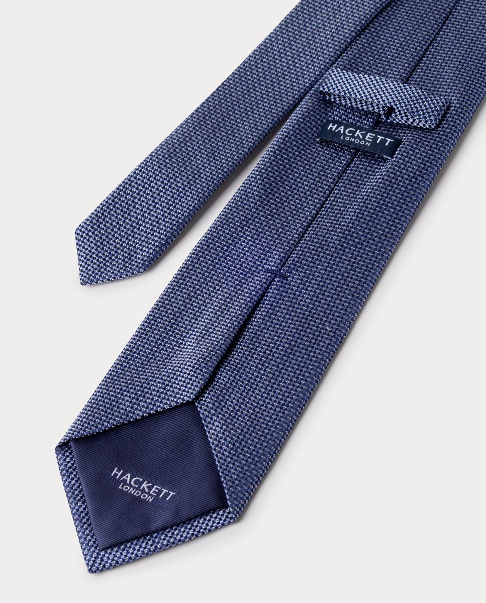 Gravata de Seda com Textura Bicolor. Azul-índigo-3