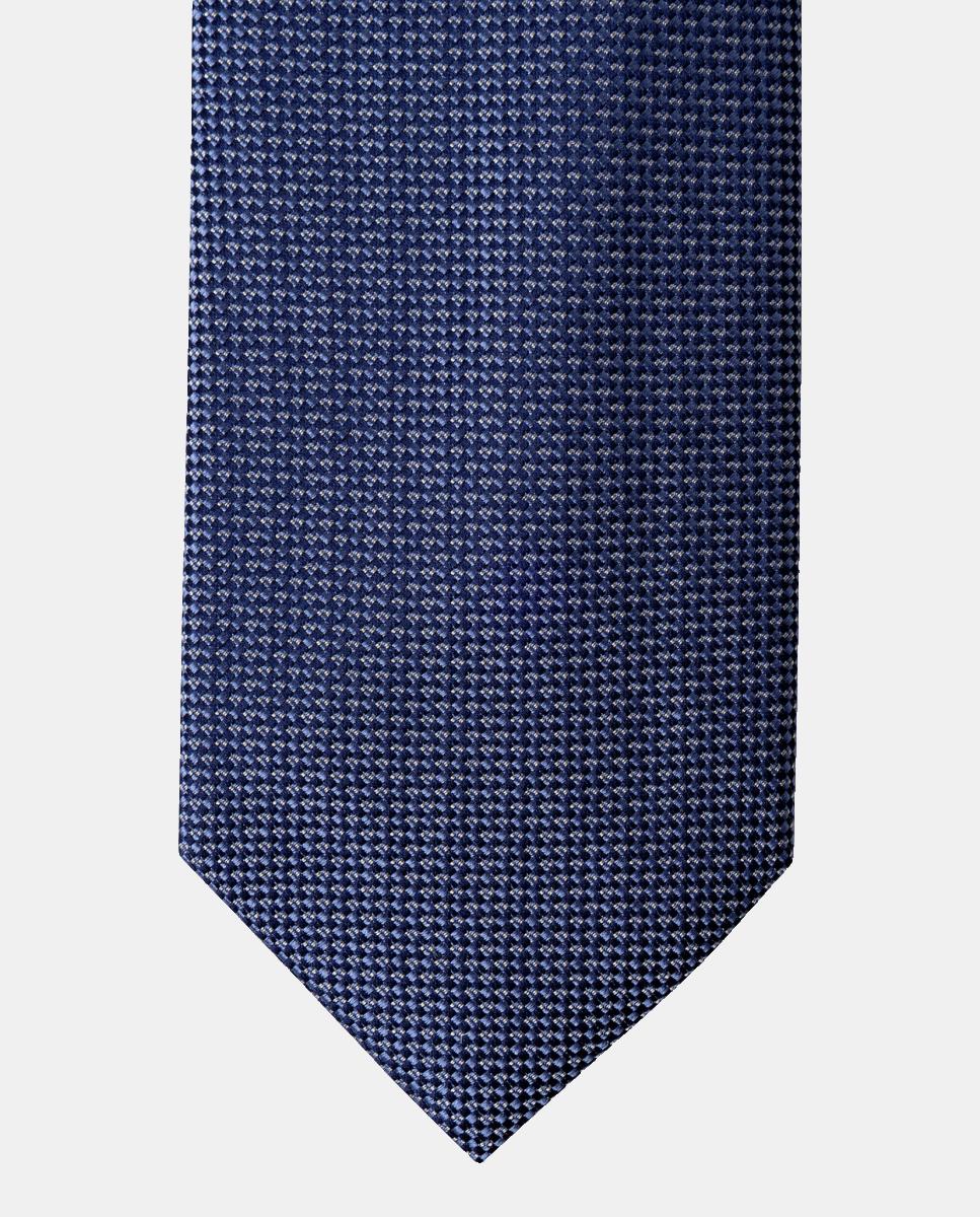 Gravata de Seda com Textura Bicolor. Azul-índigo-4