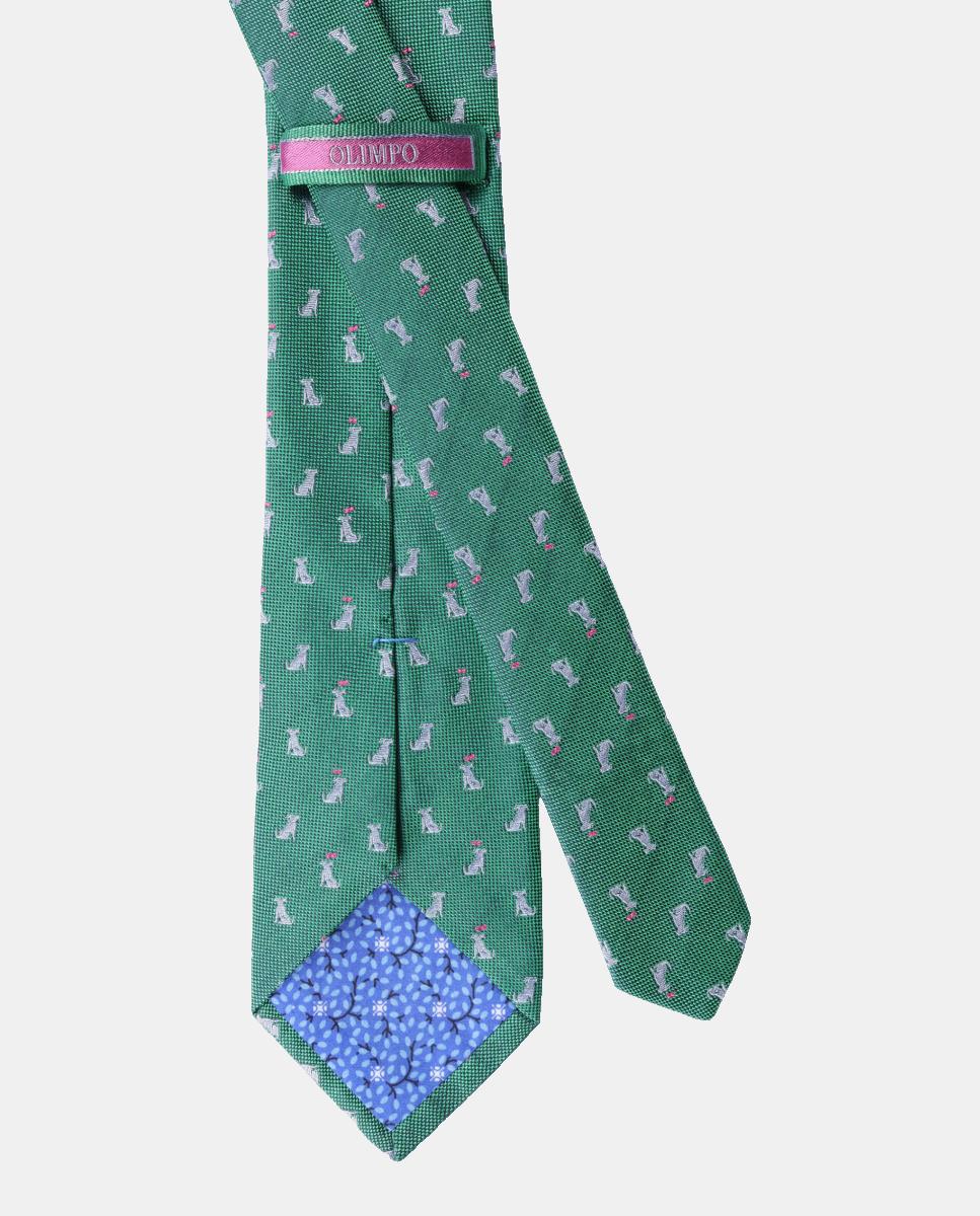Gravata de Seda Jacquard Verde-2