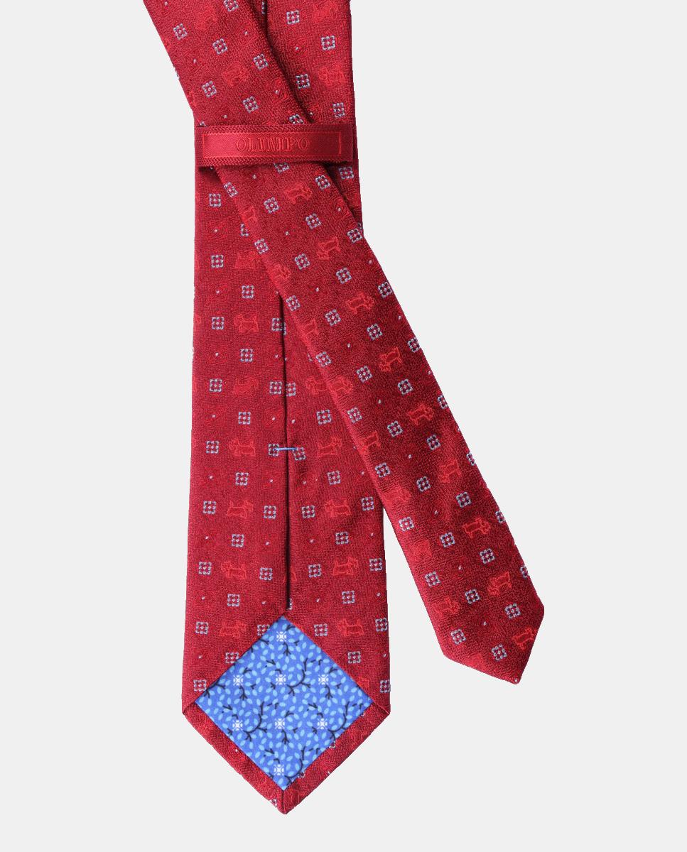 Corbata seda jacquard hombre - Olimpo - Rojo Rojo-2