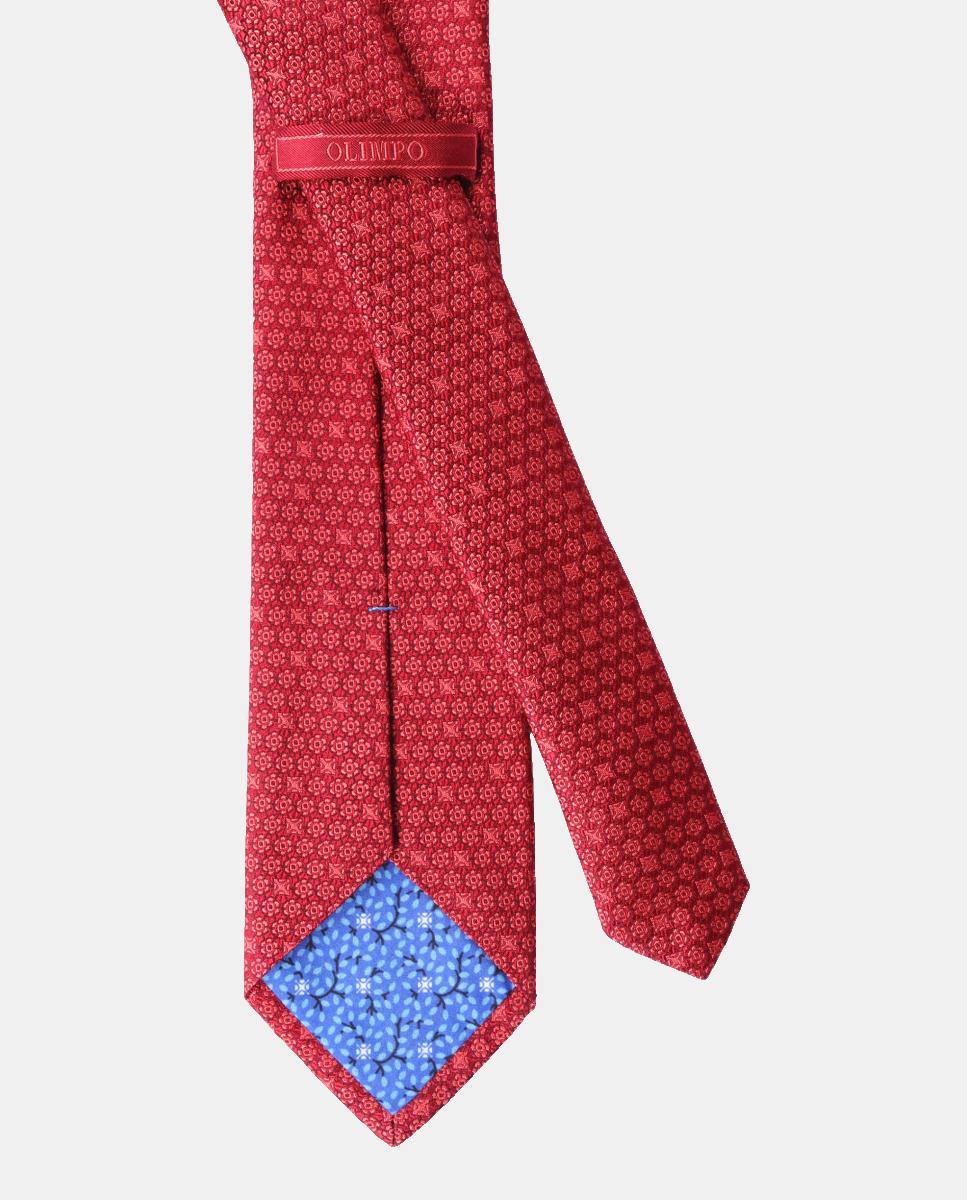 Corbata seda jacquard hombre - Olimpo - Rojo Rojo-2