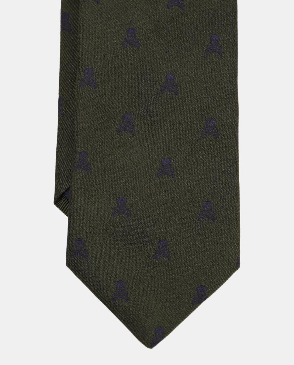Corbata seda calaveras de hombre - Scalpers - Verde Verde-2