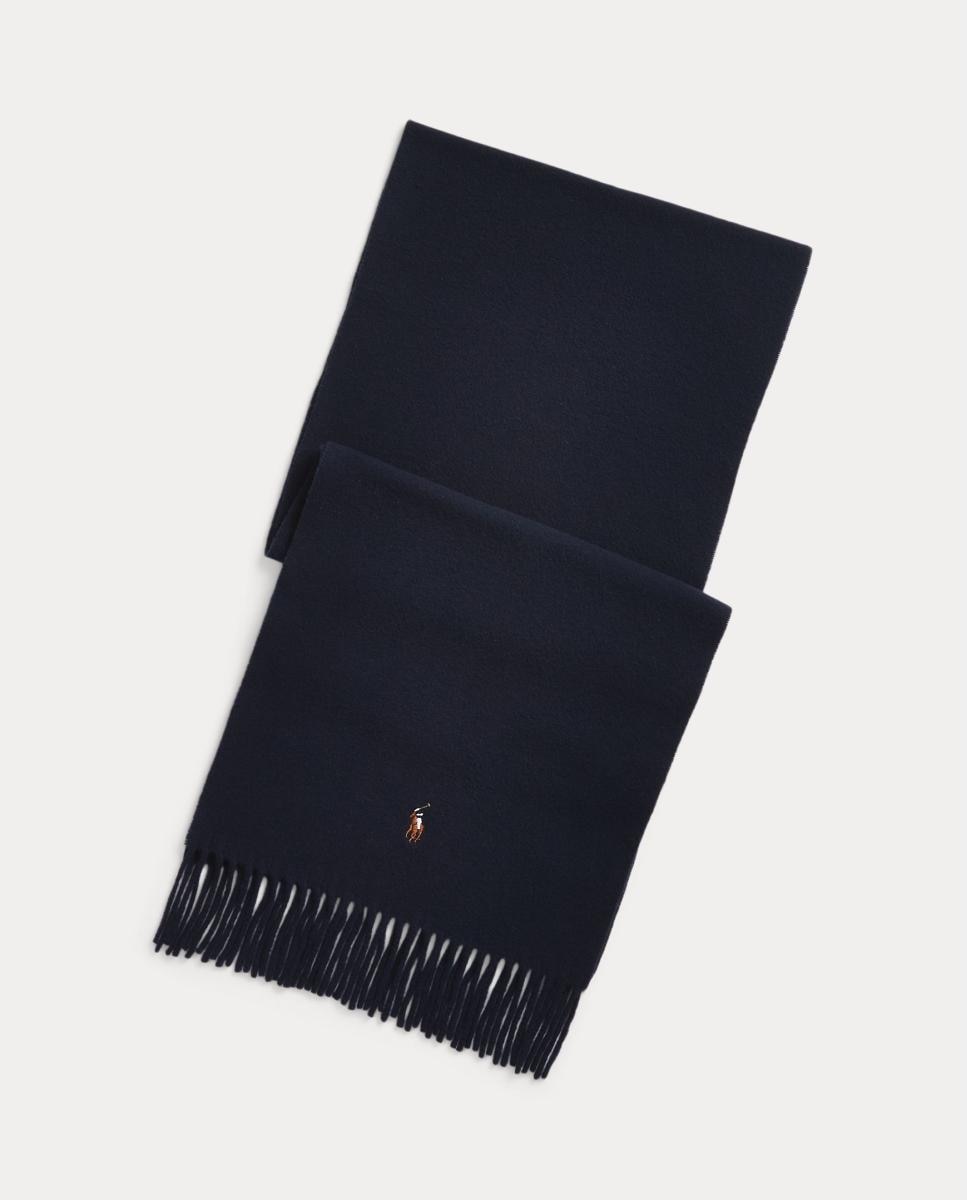 Bufanda de lana virgen con flecos en Hunter Azul marino - Polo Ralph Lauren - Azul Azul-1