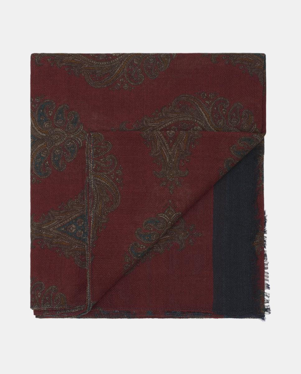 Imagen 0 de Foulard estampado lana de hombre Granate