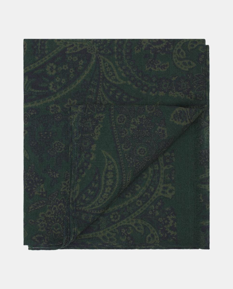 Imagen 1 de Foulard estampado lana de hombre Verde oscuro
