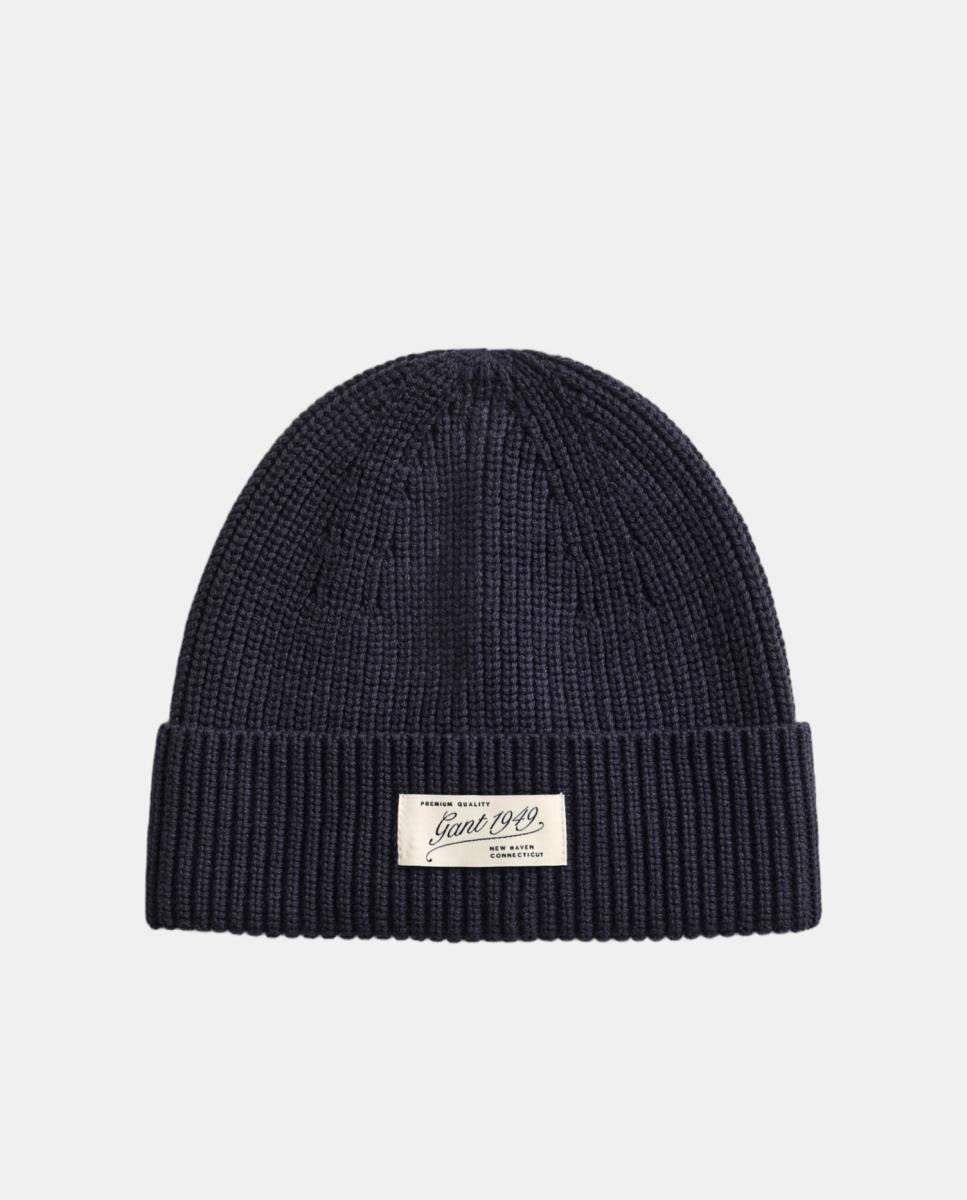 Imagen 0 de Gorro de punto acanalado con logotipo Azul marino