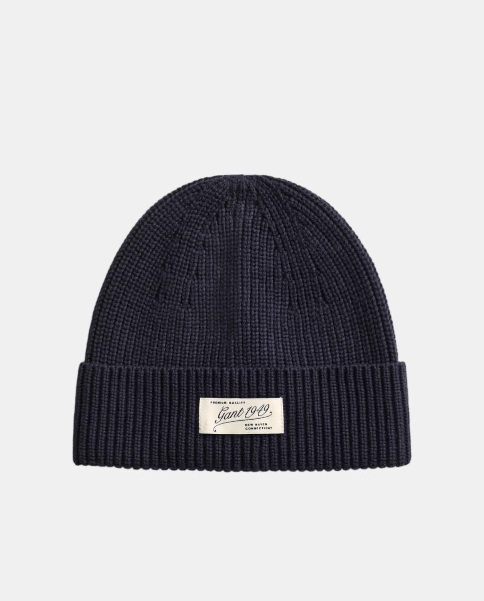 Gorro de Malha Canelada com Logótipo Azul-marinho-2