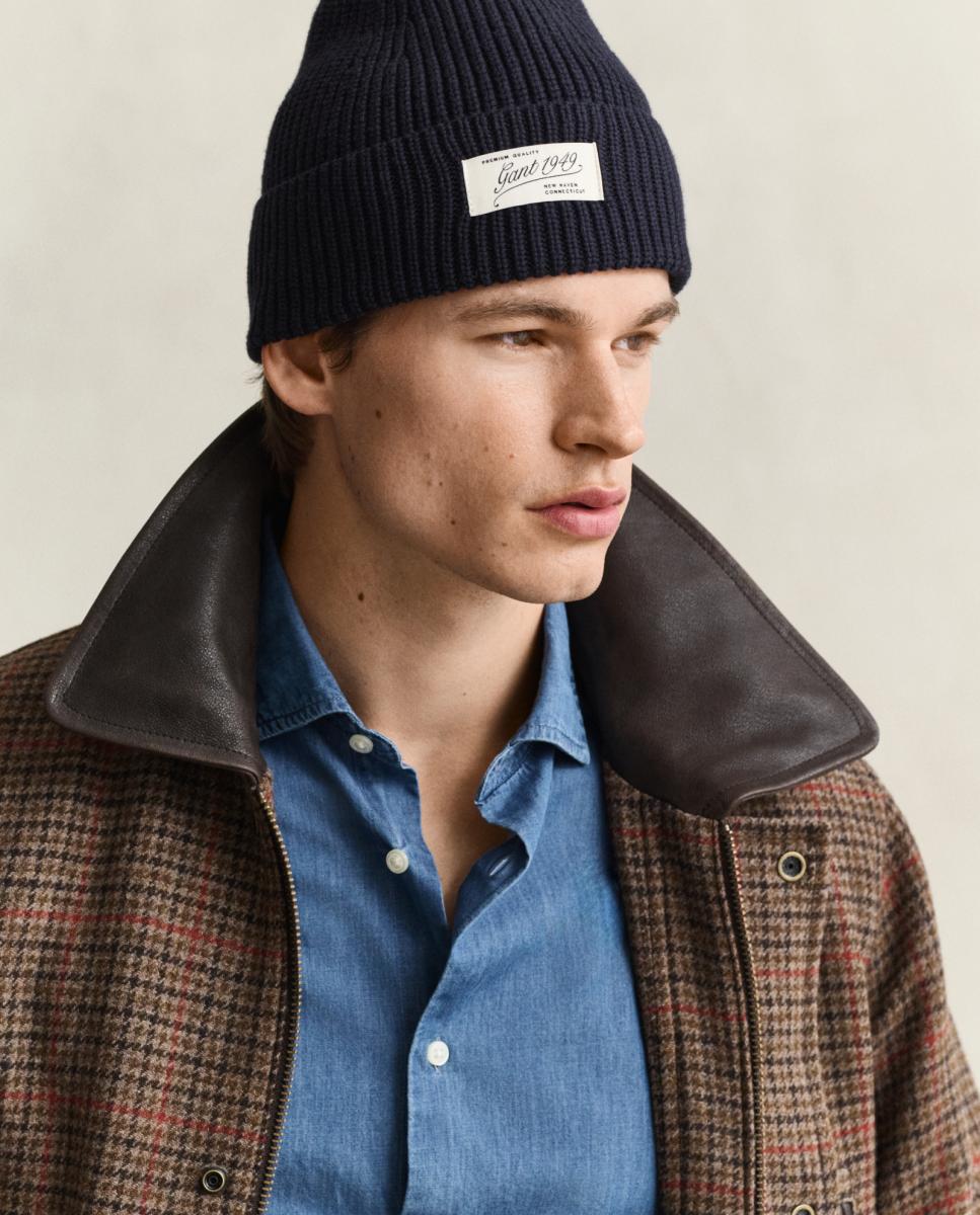 Gorro de Malha Canelada com Logótipo Azul-marinho-3