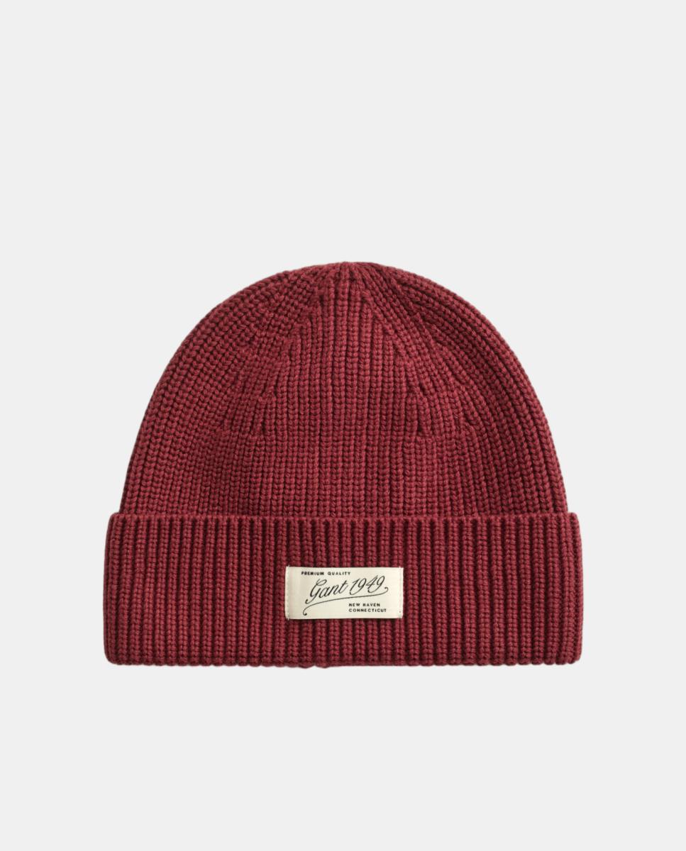 Imagen 0 de Gorro de punto acanalado con logotipo Rojo