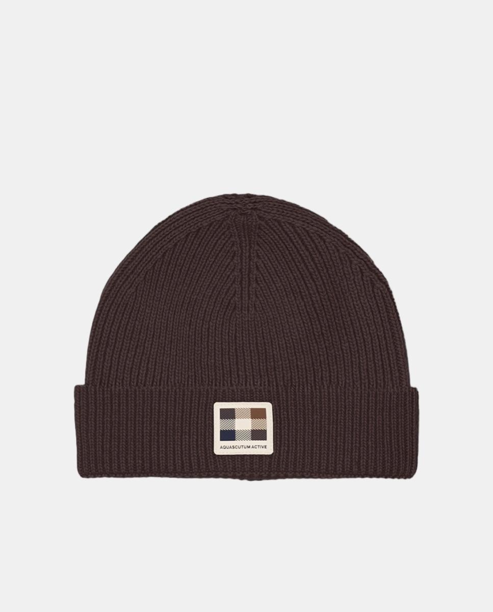 Imagen 1 de Gorro de punto con lana y logotipo Marrón