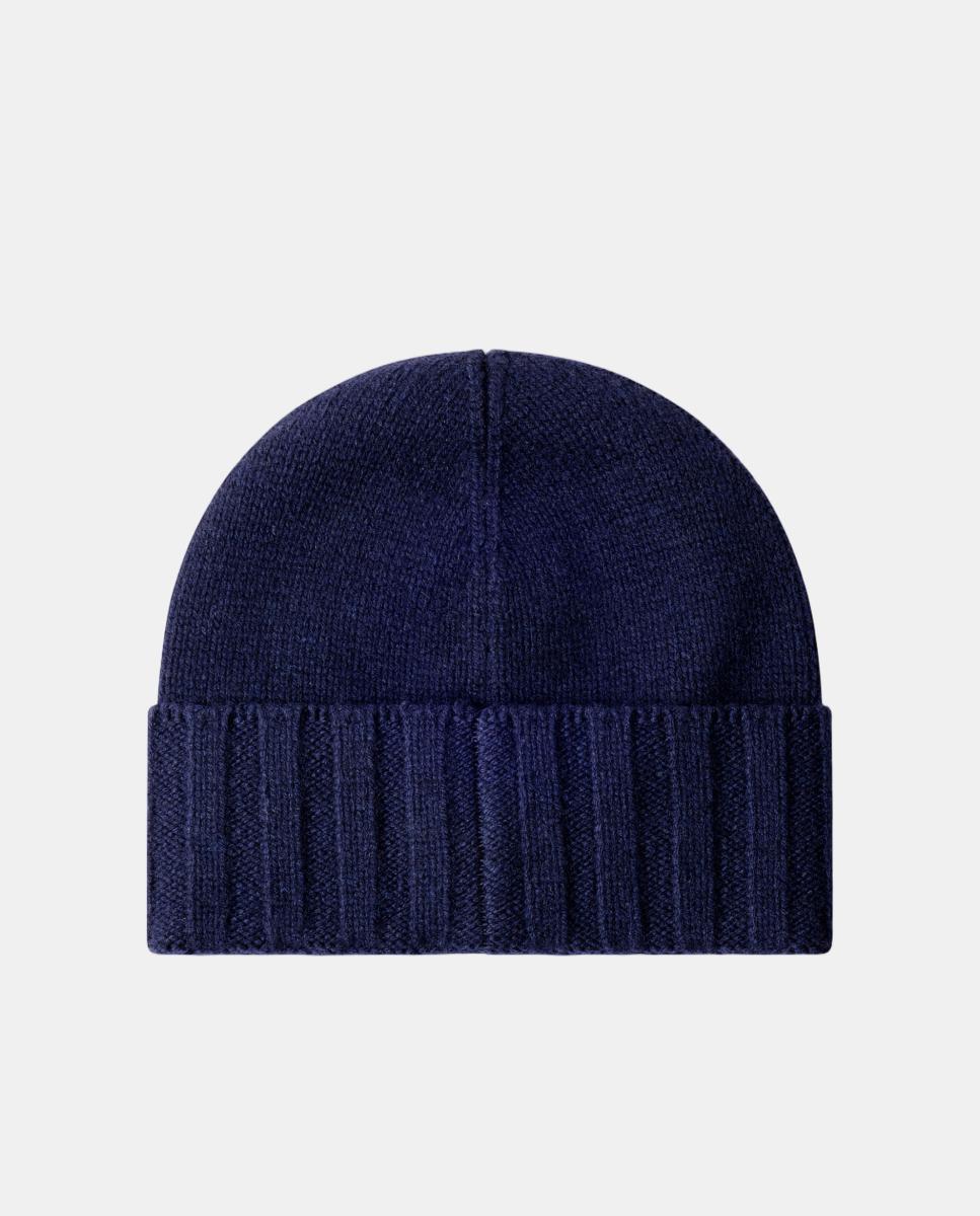 Gorro de Malha de Caxemira com Detalhe. Azul-marinho-2