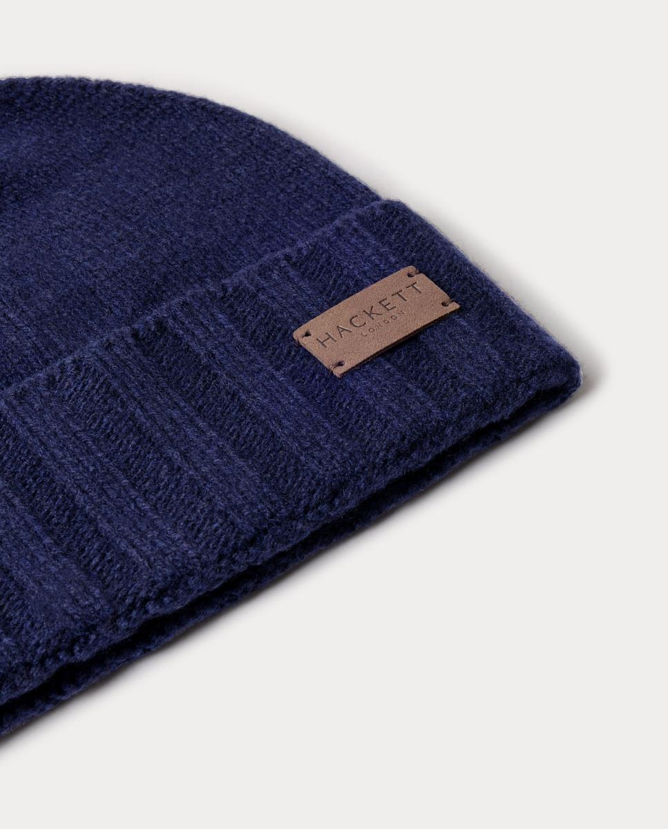 Gorro de Malha de Caxemira com Detalhe. Azul-marinho-3
