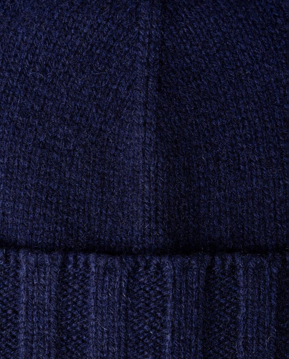 Gorro de Malha de Caxemira com Detalhe. Azul-marinho-4