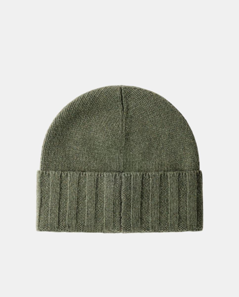 Gorro de Malha de Caxemira com Detalhe. Verde-militar-2