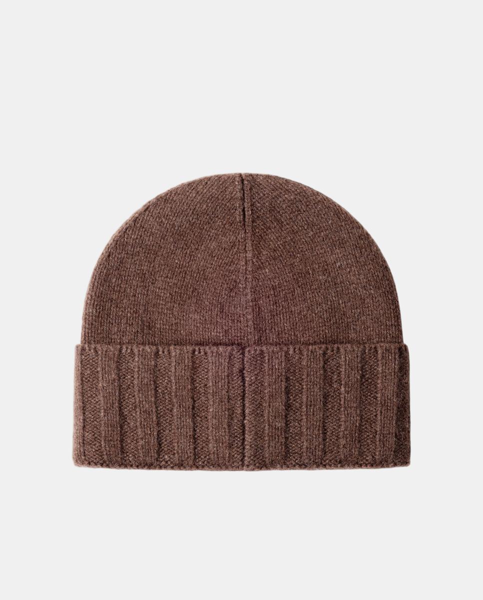 Gorro de Malha de Caxemira com Detalhe. Castanho-2