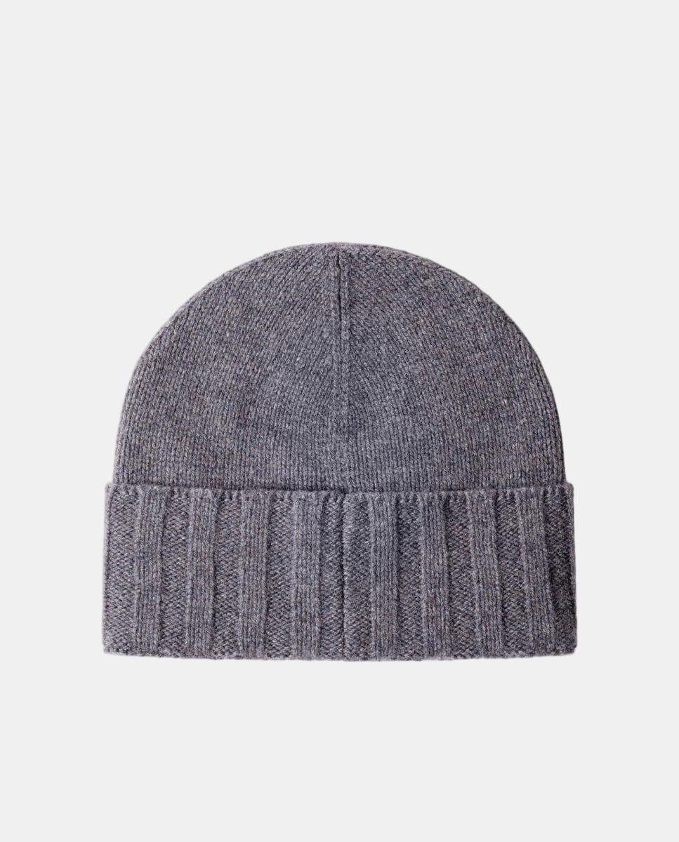 Gorro de Malha de Caxemira com Detalhe. Cinzento-2